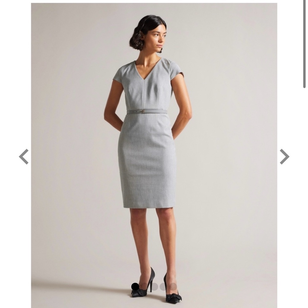 Ted Baker London Michahd Pencil Dress Light Gray NWOT Size 2